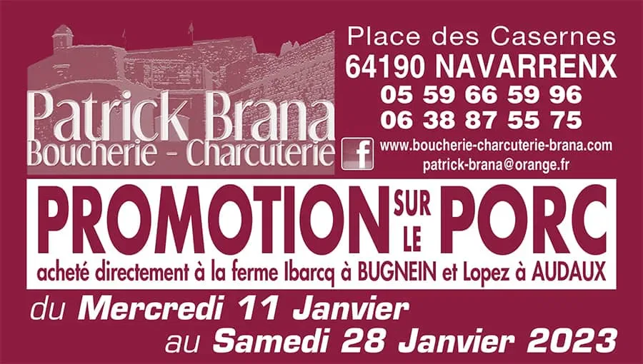 Boucherie Brana - promotion porc janvier 2023