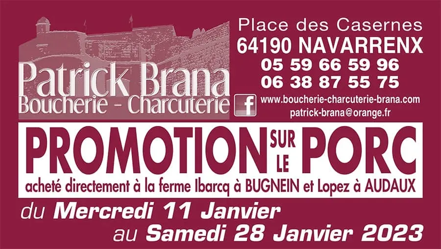 Boucherie Brana - promotion porc janvier 2023