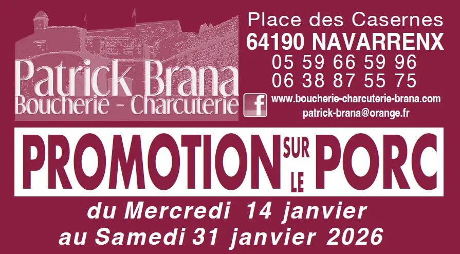 Promotion sur le Porc, janvier 2026 - Boucherie Charcuterie Brana